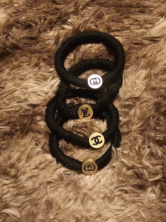 Accessories - Black Logo Accent Hair Ties - Set of 4